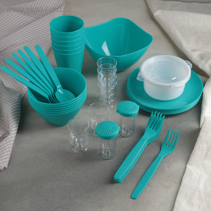 Набор для пикника Party, 40 предметов, цвет бирюзовый
Набор для пикника Party, 40 предметов, цвет бирюзовый