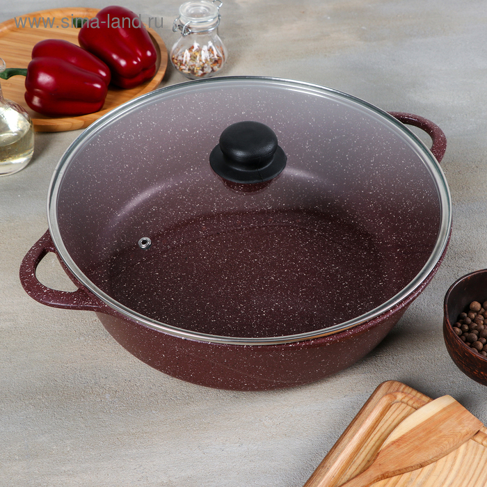 Жаровня «Шоколад», 5,5 л, d=32 см, стеклянная крышка, антипригарное покрытие, цвет коричневый
Жаровня «Шоколад», 5,5 л, d=32 см, стеклянная крышка, антипригарное покрытие, цвет коричневый