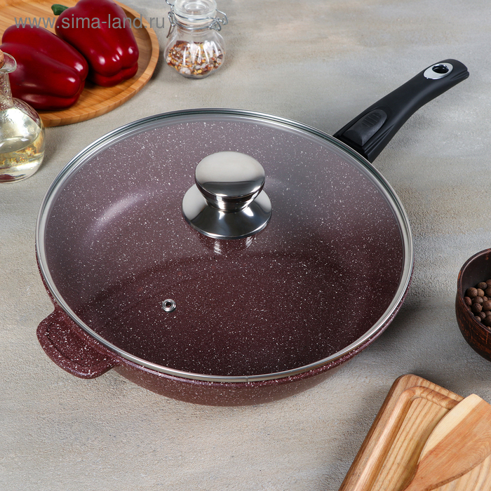 Сковорода «Шоколад», 28×7 см, съёмная ручка, стеклянная крышка
Сковорода «Шоколад», 28×7 см, съёмная ручка, стеклянная крышка