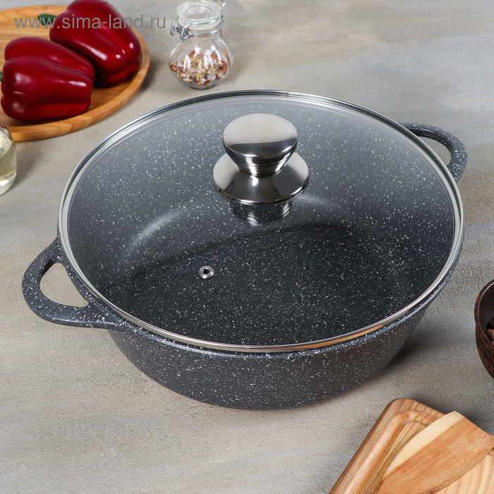 Жаровня «Графит», 4 л, 28×9,5 см, стеклянная крышка, антипригарное покрытие, цвет серый
Жаровня «Графит», 4 л, 28×9,5 см, стеклянная крышка, антипригарное покрытие, цвет серый