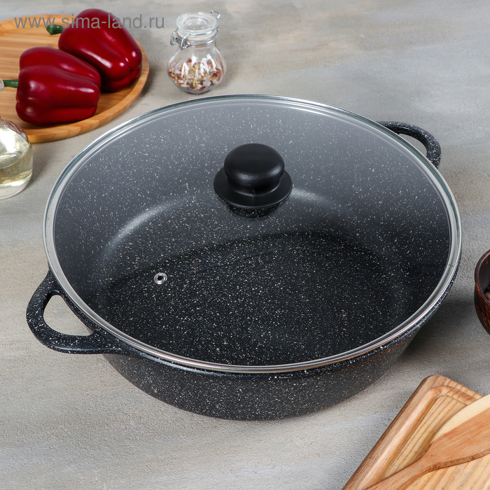 Жаровня «Гранит», 5,5 л, d=32 см, стеклянная крышка, антипригарное покрытие, цвет тёмно-серый
Жаровня «Гранит», 5,5 л, d=32 см, стеклянная крышка, антипригарное покрытие, цвет тёмно-серый