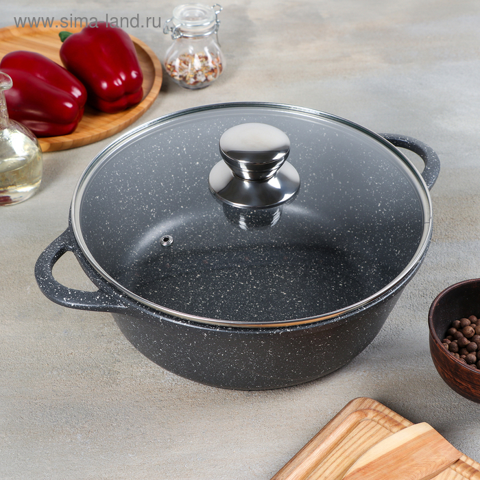 Жаровня «Графит», 3,5 л, 26×9,5 см, стеклянная крышка, антипригарное покрытие, цвет тёмно-серый
Жаровня «Графит», 3,5 л, 26×9,5 см, стеклянная крышка, антипригарное покрытие, цвет тёмно-серый
