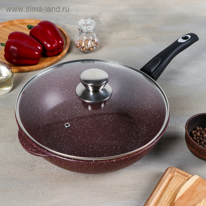 Сотейник «Шоколад», 28×8,2 см, съёмная ручка, стеклянная крышка, антипригарное покрытие, цвет коричневый
Сотейник «Шоколад», 28×8,2 см, съёмная ручка, стеклянная крышка, антипригарное покрытие, цвет коричневый