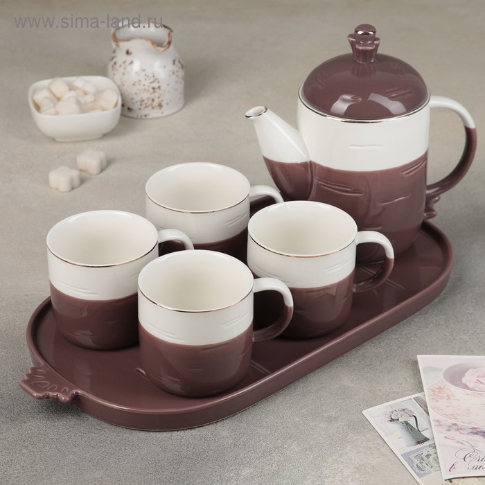 Набор чайный «Калуа», 6 предметов: чайник 800 мл, 4 кружки 200 мл на подставке
Набор чайный «Калуа», 6 предметов: чайник 800 мл, 4 кружки 200 мл на подставке