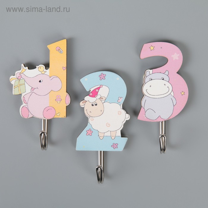 Набор крючков на липучке «Цифры», 3 шт, цвет МИКС
Набор крючков на липучке «Цифры», 3 шт, цвет МИКС