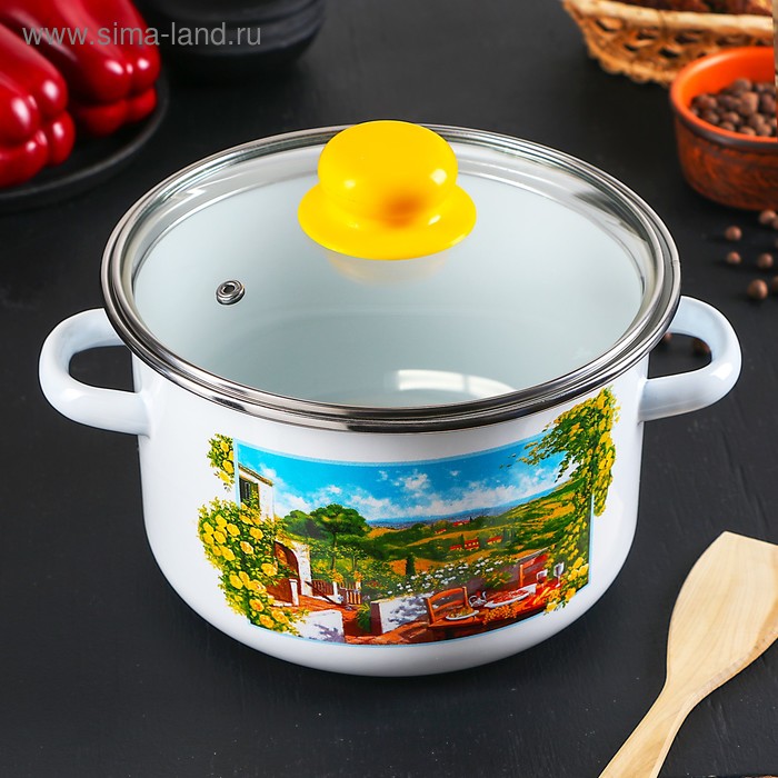 Кастрюля цилиндрическая «Итальянский дворик», 3 л, стеклянная крышка, цвет белый
Кастрюля цилиндрическая «Итальянский дворик», 3 л, стеклянная крышка, цвет белый