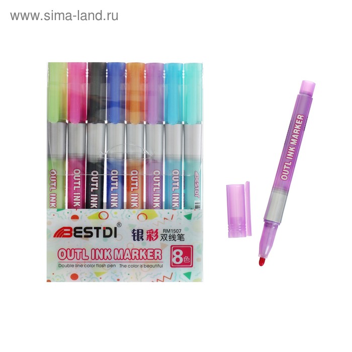 Набор маркеров 8 цветов двухцветная линия металлик 2,6мм
Набор маркеров 8 цветов двухцветная линия металлик 2,6мм