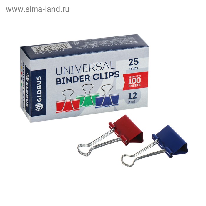 Зажимы для бумаг GLOBUS, 12 шт., 25 мм, цветные
Зажимы для бумаг GLOBUS, 12 шт., 25 мм, цветные