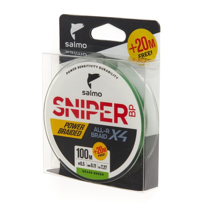 фото Леска плетёная salmo sniper bp all r braid х4 grass green 120 м, 0,11 мм