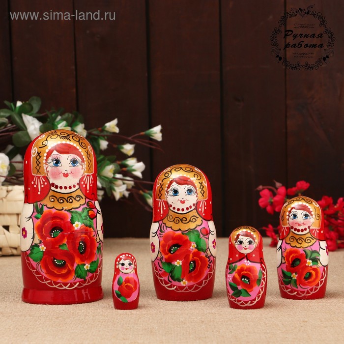 Матрешка «Маки», 5 кукольная, 18 см 
Матрешка «Маки», 5 кукольная, 18 см