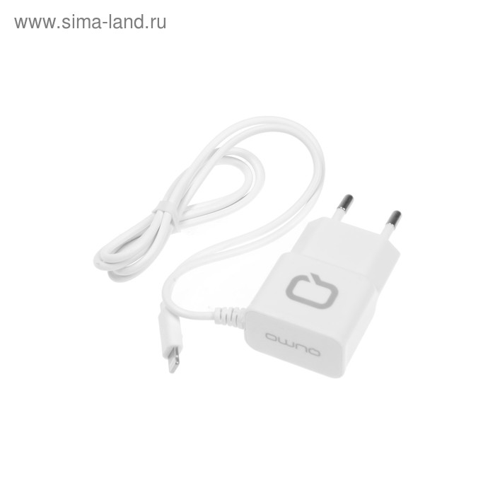 Сетевое зарядное устройство Qumo Energy, Lightning, 2.1 A, 1 м, белый 
Сетевое зарядное устройство Qumo Energy, Lightning, 2.1 A, 1 м, белый