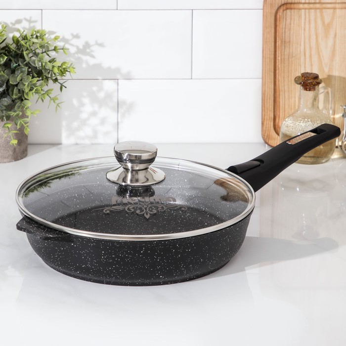Сковорода «Гранит Black», d=26 см, съёмная ручка, стеклянная крышка, антипригарное покрытие, цвет чёрный
Сковорода «Гранит Black», d=26 см, съёмная ручка, стеклянная крышка, антипригарное покрытие, цвет чёрный