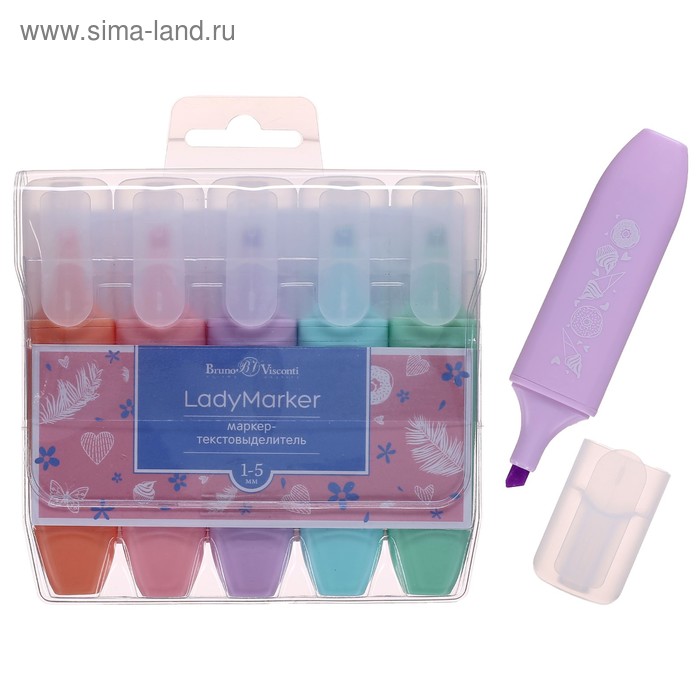 Набор маркеров-текстовыделителей 5 цветов 1-5.0 мм LadyMarker: персиковый, мятный, розовый, голубой, сиреневый пастельные цвета в футляре
Набор маркеров-текстовыделителей 5 цветов 1-5.0 мм LadyMarker: персиковый, мятный, розовый, голубой, сиреневый пастельные цвета в футляре