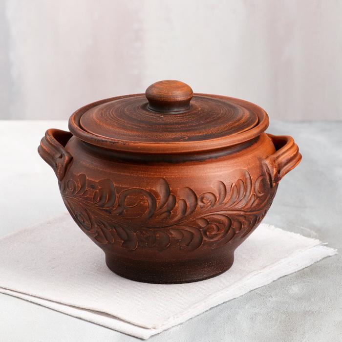 Горшок для запекания "Резной", с ручками, красная глина, 2 л, ручная работа
Горшок для запекания "Резной", с ручками, красная глина, 2 л, ручная работа