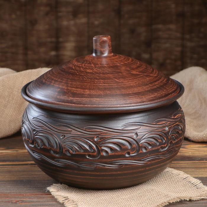 Жаровня "Ханза", с крышкой, гончарная, декор, красная глина, 4.5 л
Жаровня "Ханза", с крышкой, гончарная, декор, красная глина, 4.5 л