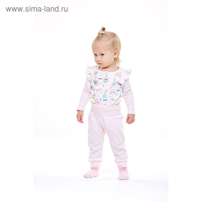 фото Комплект для девочки из футболки и брюк, рост 62 см, цвет белый, светло-розовый umka