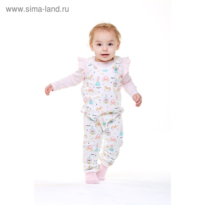 фото Комплект для девочки из футболки и брюк, рост 68 см, цвет розовый, белый umka