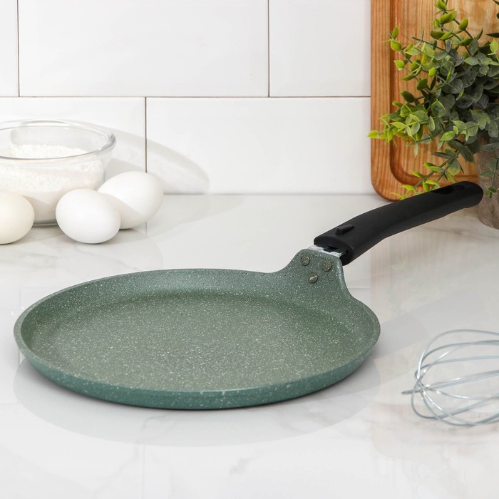 Сковорода блинная, d=24 см, пластиковая ручка, антипригарное покрытие, цвет фисташковый мрамор
Сковорода блинная, d=24 см, пластиковая ручка, антипригарное покрытие, цвет фисташковый мрамор