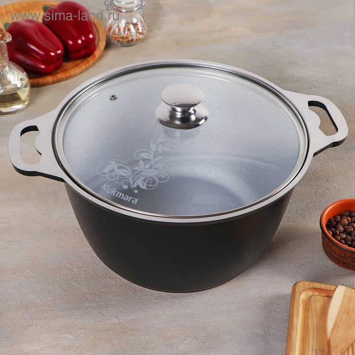 Кастрюля со стеклянной крышкой, 6 л, цвет чёрный
Кастрюля со стеклянной крышкой, 6 л, цвет чёрный
