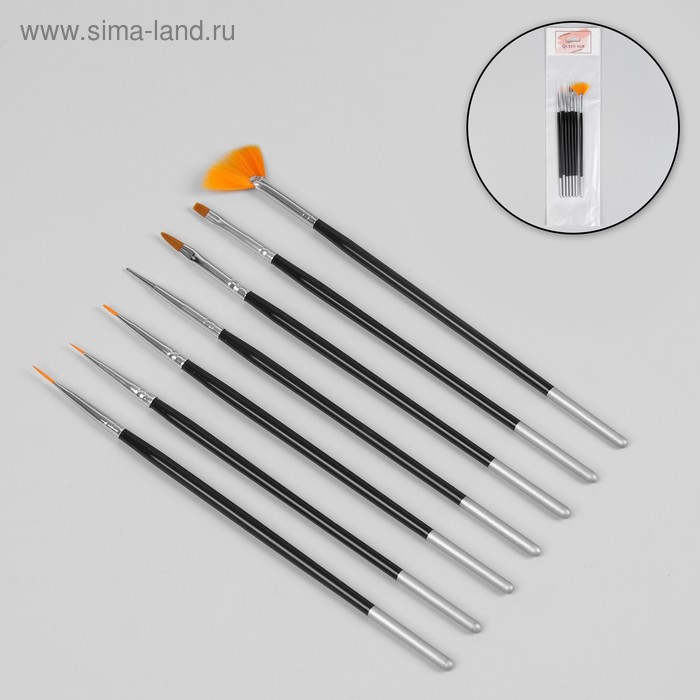 Набор кистей для наращивания и дизайна ногтей, 7 шт, 19 см, цвет чёрный/серебристый
Набор кистей для наращивания и дизайна ногтей, 7 шт, 19 см, цвет чёрный/серебристый