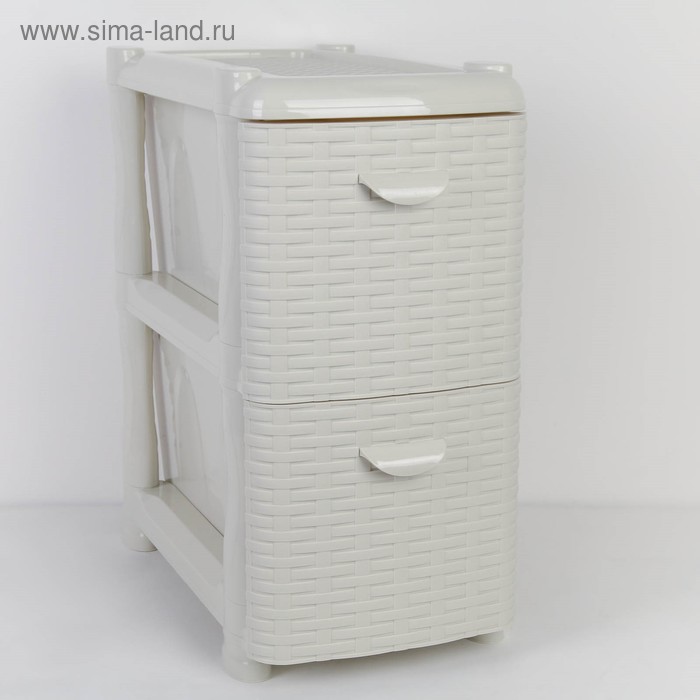 Комод-тумба 2-х секционный узкий «Ротанг», цвет белый 
Комод-тумба 2-х секционный узкий «Ротанг», цвет белый