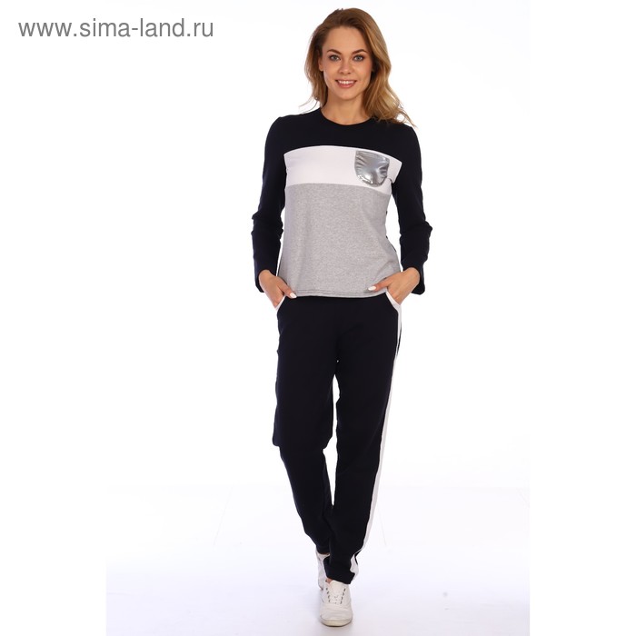 фото Костюм женский (джемпер, брюки), цвет серый, размер 52 руся