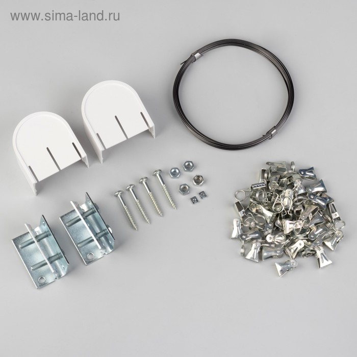 фото Карниз-струна 10 м, с металлическими зажимами, 60 шт, цвет белый