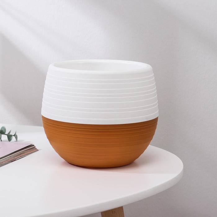 Горшок для цветов «Япония» 1,2 л, цвет бело-коричневый 
Горшок для цветов «Япония» 1,2 л, цвет бело-коричневый