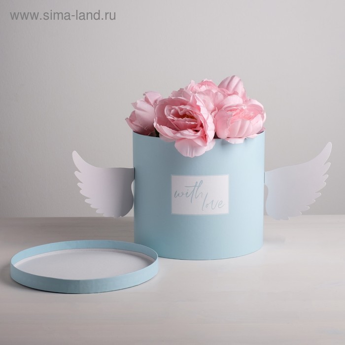 фото Коробка шляпная для цветов с доп. элементом «крылья любви», 22 × 22 см дарите счастье
