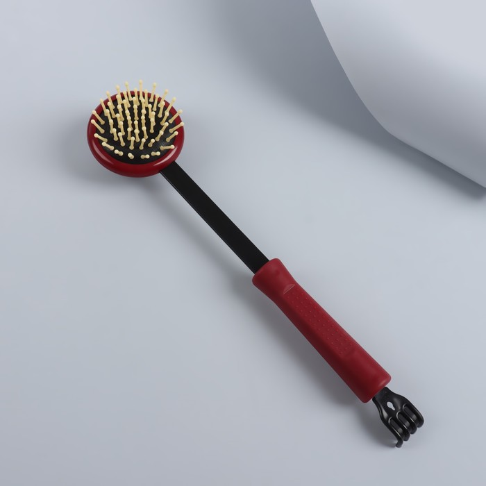 фото Массажёр-чесалка «отдых», двусторонний, универсальный, 35 × 6 × 8 см, цвет красный/чёрный onlitop