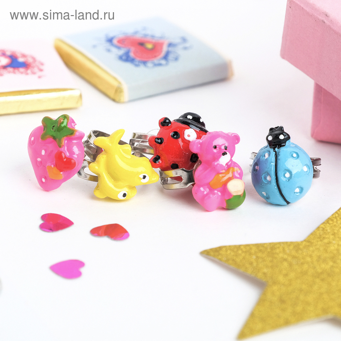 Кольцо детское "Выбражулька" животные и насекомые, форма МИКС, цвет МИКС
Кольцо детское "Выбражулька" животные и насекомые, форма МИКС, цвет МИКС