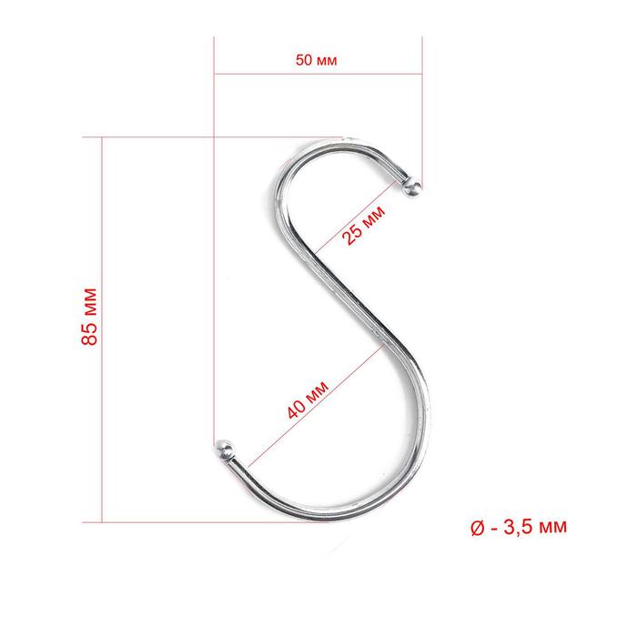фото Крючок l=8,5, d=3,5 мм, цвет хром