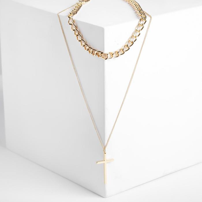 Кулон "Цепь" крестик с двумя нитями, цвет золото, 35см
Кулон "Цепь" крестик с двумя нитями, цвет золото, 35см