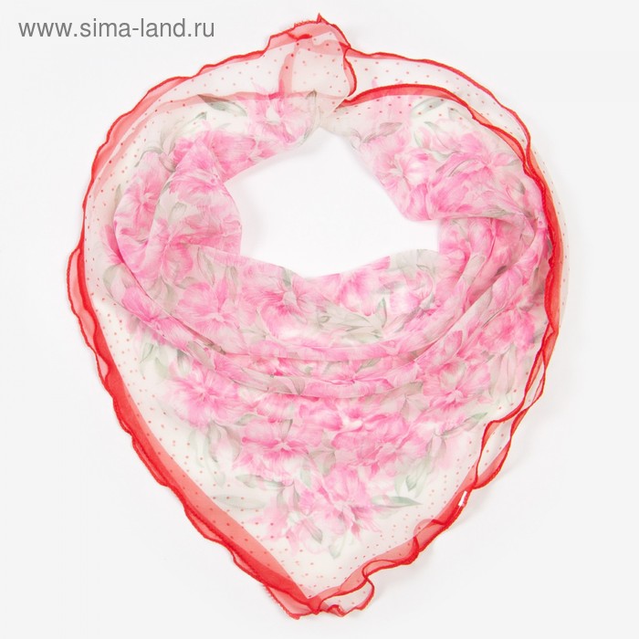 фото Платок женский текстильный, цвет молочный/розовый, размер 60x60 rossini