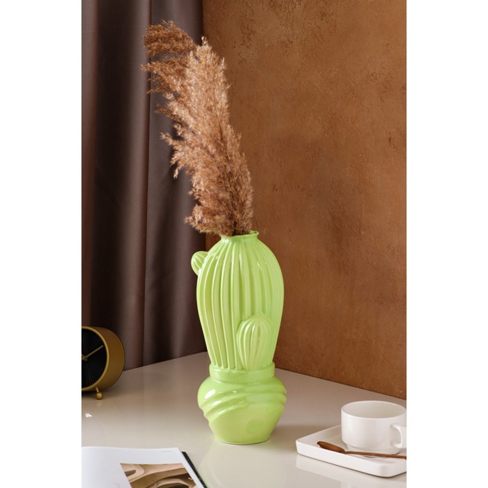 Ваза керамическая "Кактус", настольная, салатовая, 31 см 
Ваза керамическая "Кактус", настольная, салатовая, 31 см