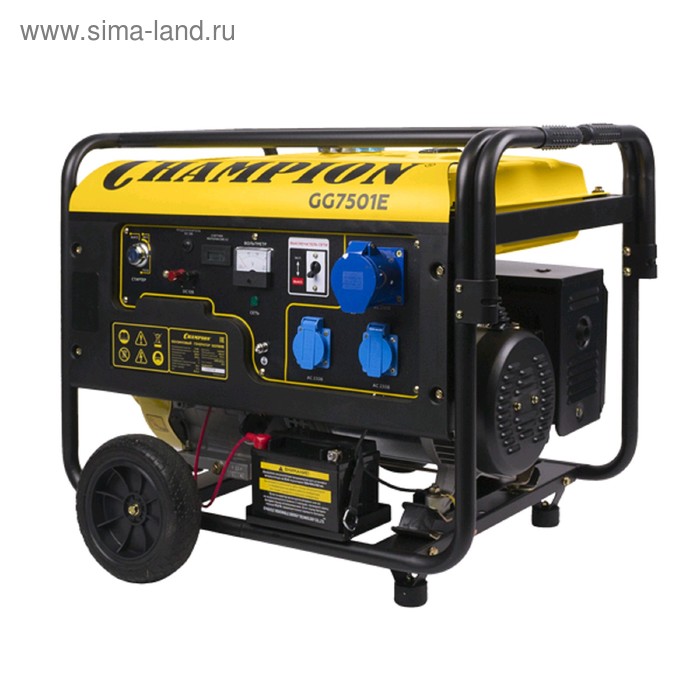 Генератор CHAMPION GG7501E, 4Т, 15 л.с., 6.5 кВт, 3х220/12 В, 25 л, электростарт, счетчик
Генератор CHAMPION GG7501E, 4Т, 15 л.с., 6.5 кВт, 3х220/12 В, 25 л, электростарт, счетчик