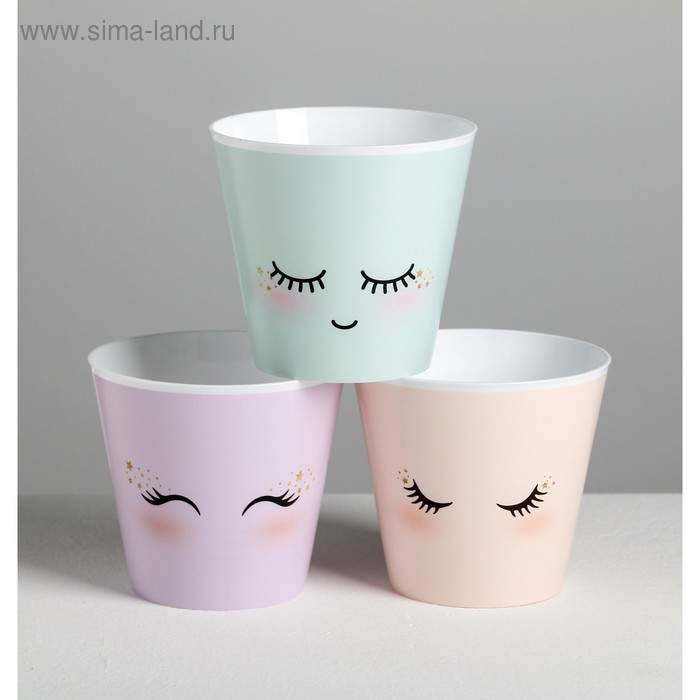 Набор кашпо 3 в 1 «Милые глазки», 0,8 л, 11 х 12 см 
Набор кашпо 3 в 1 «Милые глазки», 0,8 л, 11 х 12 см
