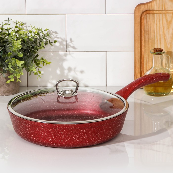 Сковорода, d=26 см, пластиковая ручка, стеклянная крышка, индукция, антипригарное покрытие, цвет бордовый
Сковорода, d=26 см, пластиковая ручка, стеклянная крышка, индукция, антипригарное покрытие, цвет бордовый