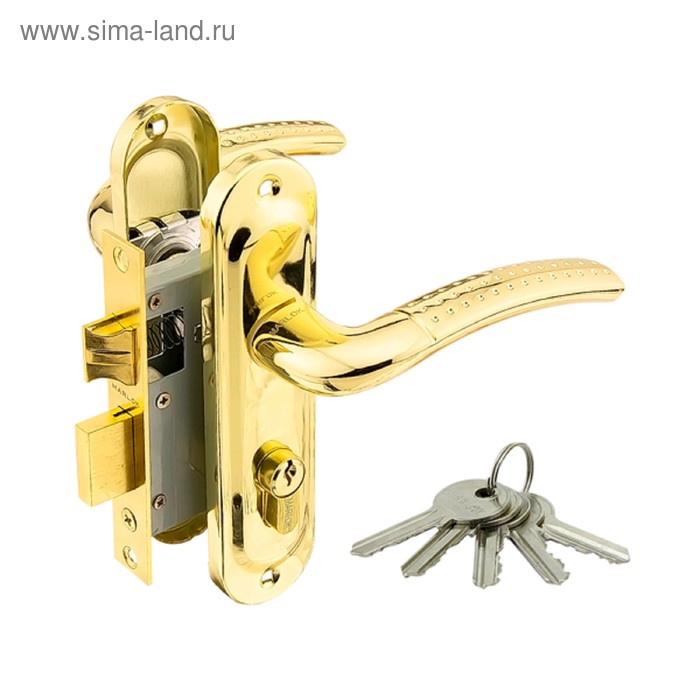 фото Замок врезной marlok 50/la02-цм70, межосевое 50 мм ключ/ключ pb, цвет золото