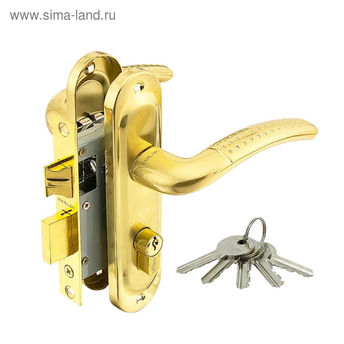 фото Замок врезной marlok 50/la02-цм70, межосевое 50 мм ключ/ключ sb, цвет матовое золото