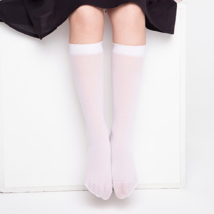 фото Гольфы детские "мелкие сердечки" 40 den (2 пары), цвет белый, размер 20-22 эра