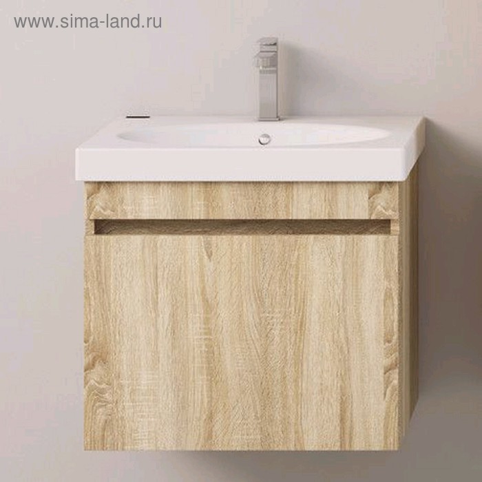 фото Комплект: тумба garda izeo 60, подвесная c ящиком, раковина next 60, цвет дуб сонома
