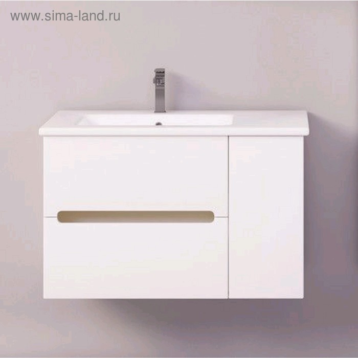 фото Комплект: тумба garda intra 90, подвесная, раковина эйфория-90, цвет белый глянец