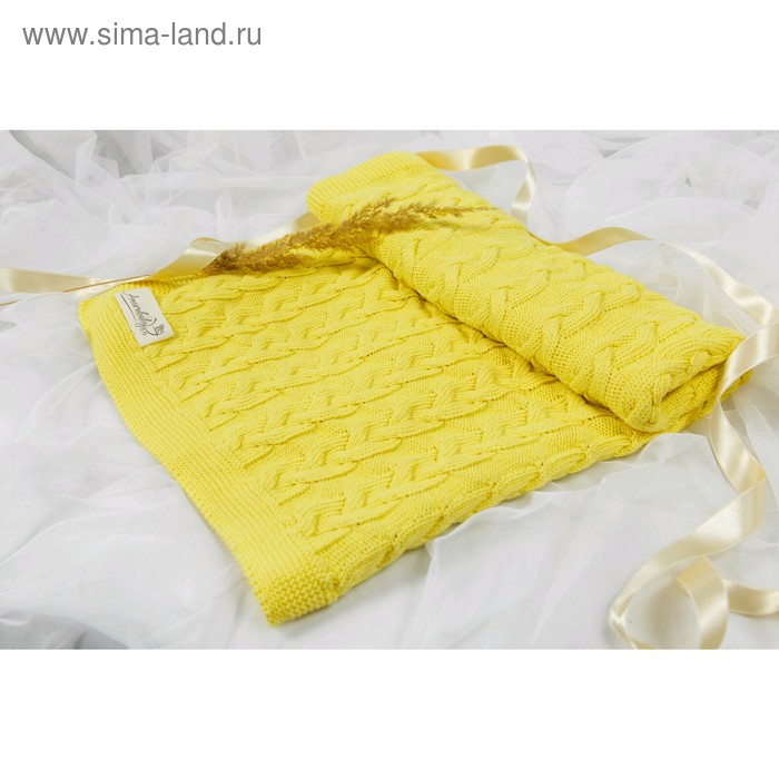 фото Плед pure love, размер 87×100 см, принт косичка, жёлтый amarobaby