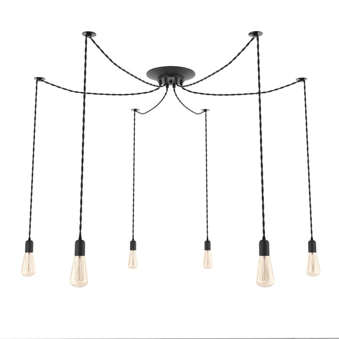 Светильник "Паук" черный, провод витой 6x40W E27 80x80x90 см 
Светильник "Паук" черный, провод витой 6x40W E27 80x80x90 см