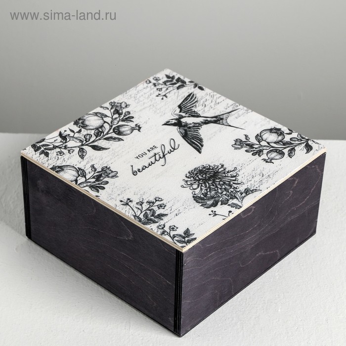 фото Ящик деревянный с магнитом beautiful, 20 × 20 × 10 см дарите счастье