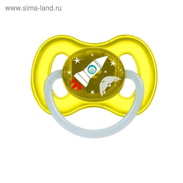 фото Пустышка латексная canpol babies space, круглая, от 0-6 месяцев, цвет жёлтый