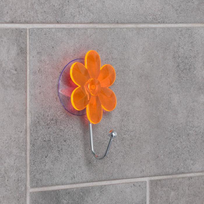 фото Крючок на вакуумной присоске «цветок», цвет микс