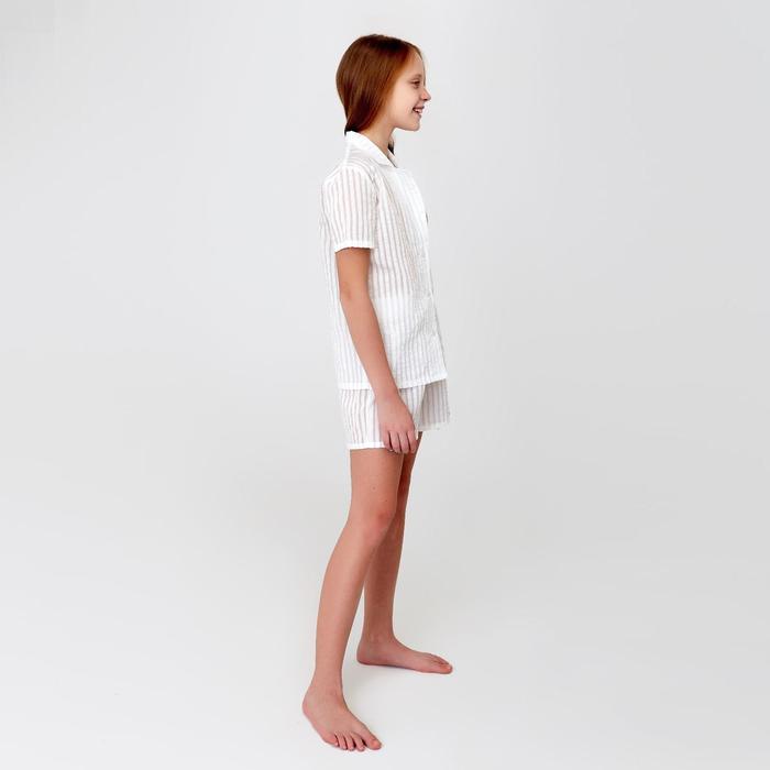 фото Рубашка с коротким рукавом для девочки minaku: light touch цвет белый, рост 134