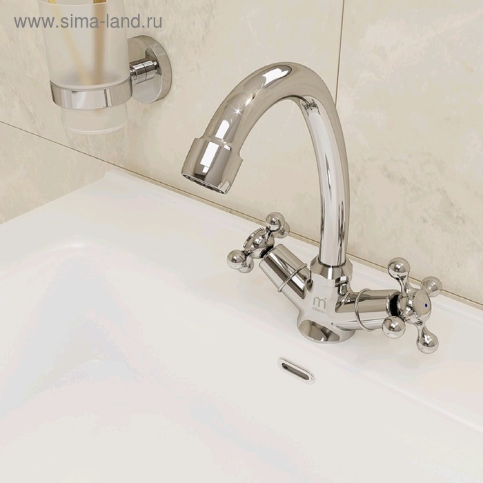 фото Смеситель для раковины milardo duplex dupsb00m01, двухвентильный, высота излива 195 мм, хром 50494